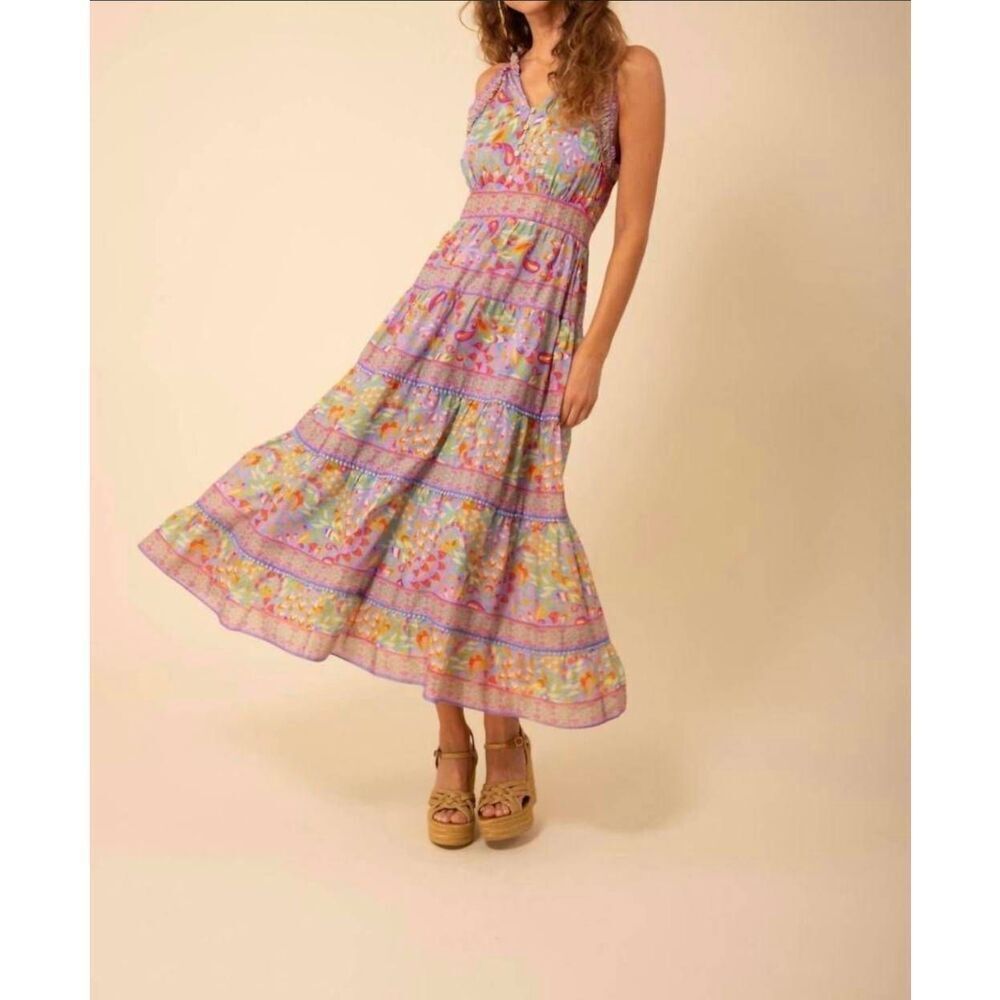 HALE BOB Women’s Alana Voile Maxi Tiered Dress Multicolor Size XL